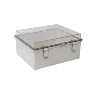 Gabinete Plástico ABS, Puerta Transparente, Uso en Intemperie IP66 (190 x 290 x 140 mm) cierre por Broche